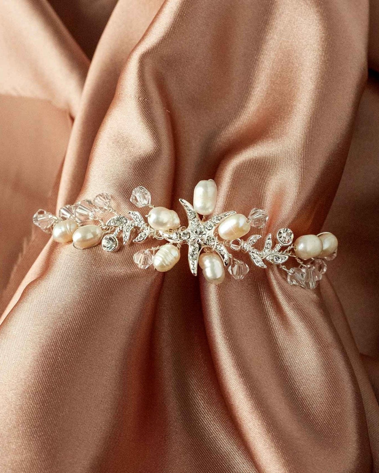 Nautical Wedding Starfish Bracelet with Pearls - Bracelet - Cassandra Lynne