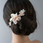 Ombre Pink and Ivory Wedding Hair Flower - Hair Clips - Cassandra Lynne