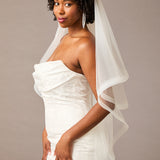 Fingertip Horsehair Trim Two Layer Wedding Veil - Cassandra Lynne