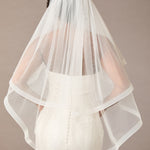 Fingertip Horsehair Trim Two Layer Wedding Veil