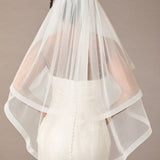 Fingertip Horsehair Trim Two Layer Wedding Veil