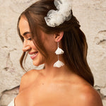 Light Ivory Bridal Hair Flower of Organza Petals