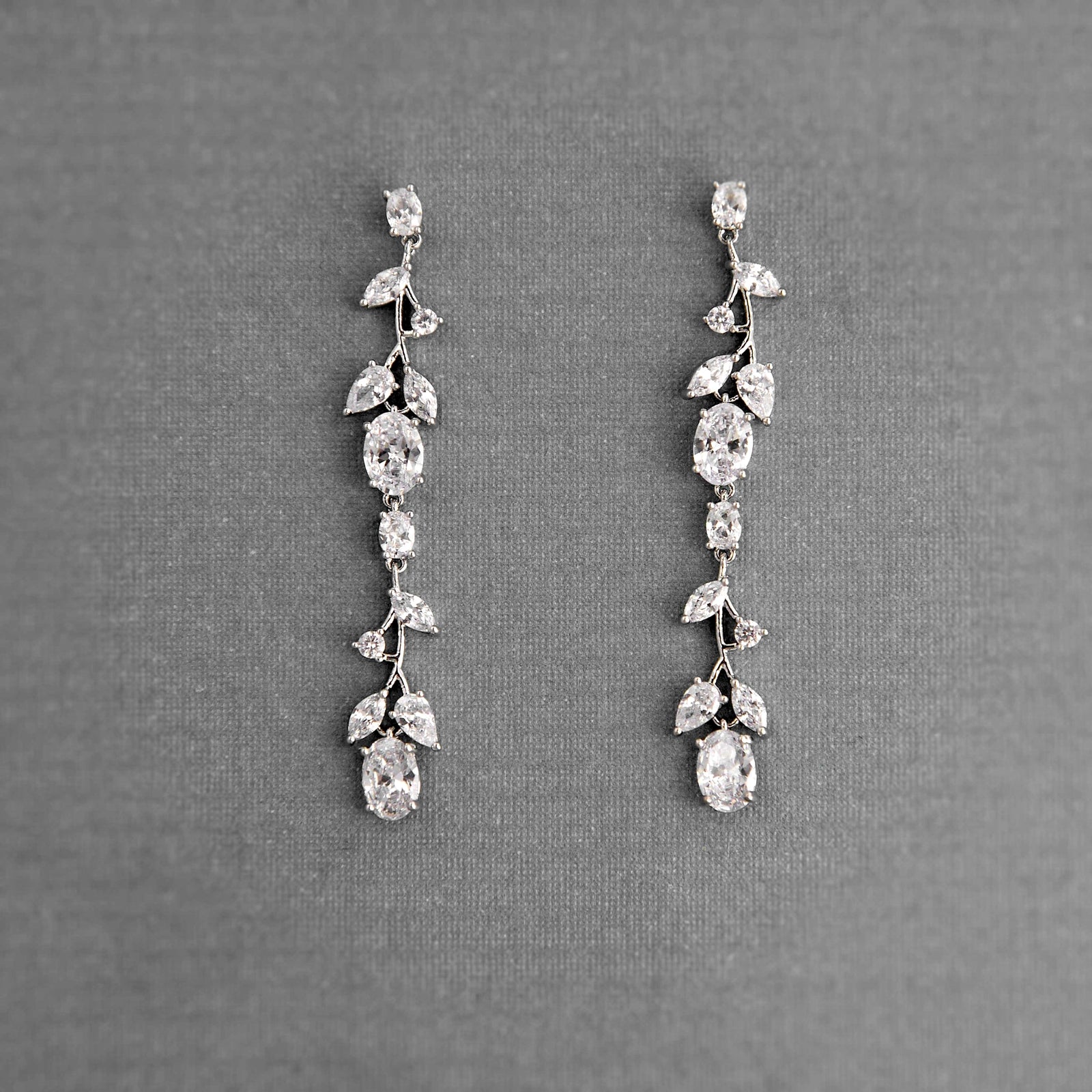 Oval Vine Drop CZ Earrings - Cassandra Lynne