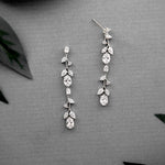 Oval Vine Drop CZ Earrings - Earrings - Cassandra Lynne