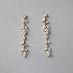 Oval Vine Drop CZ Earrings - Earrings - Cassandra Lynne