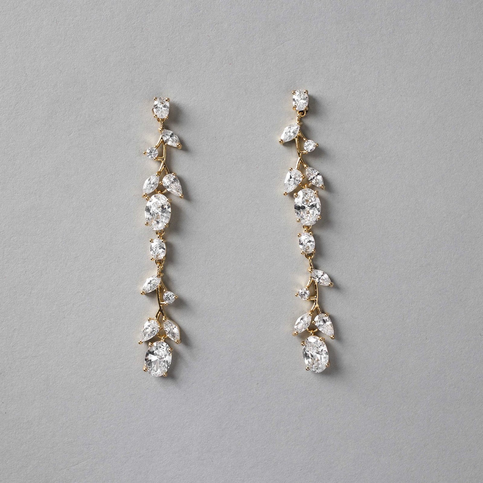 Oval Vine Drop CZ Earrings - Earrings - Cassandra Lynne