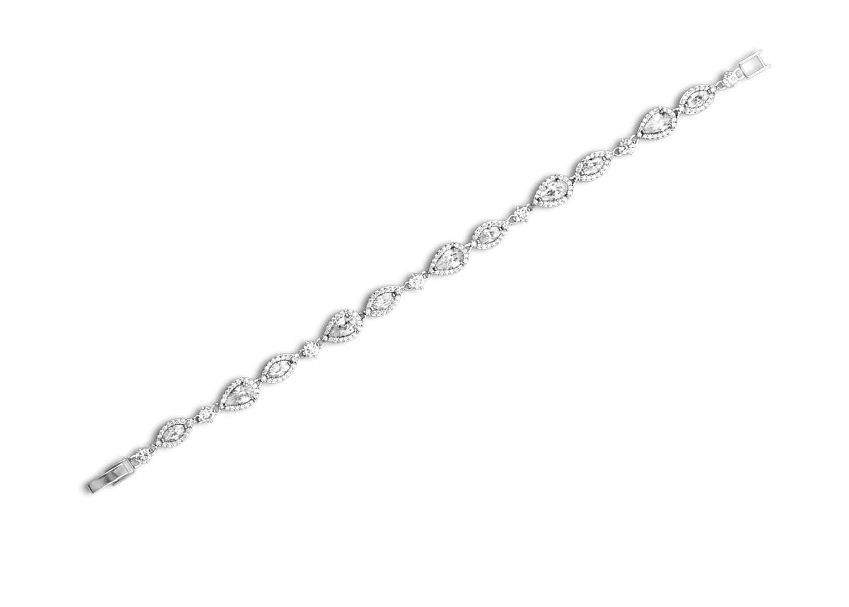 Pave Marquise and Pear CZ Tennis Bracelet
