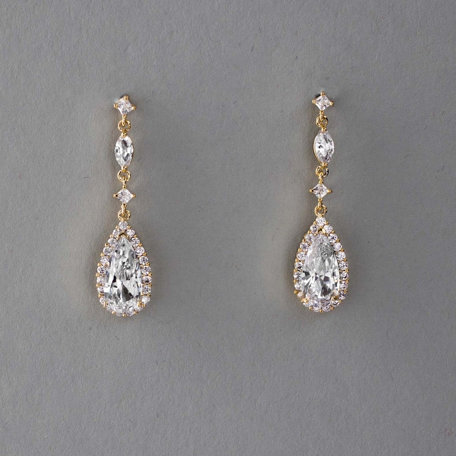 Pave Elongated Pear Drop CZ Earrings - Earrings - Cassandra Lynne