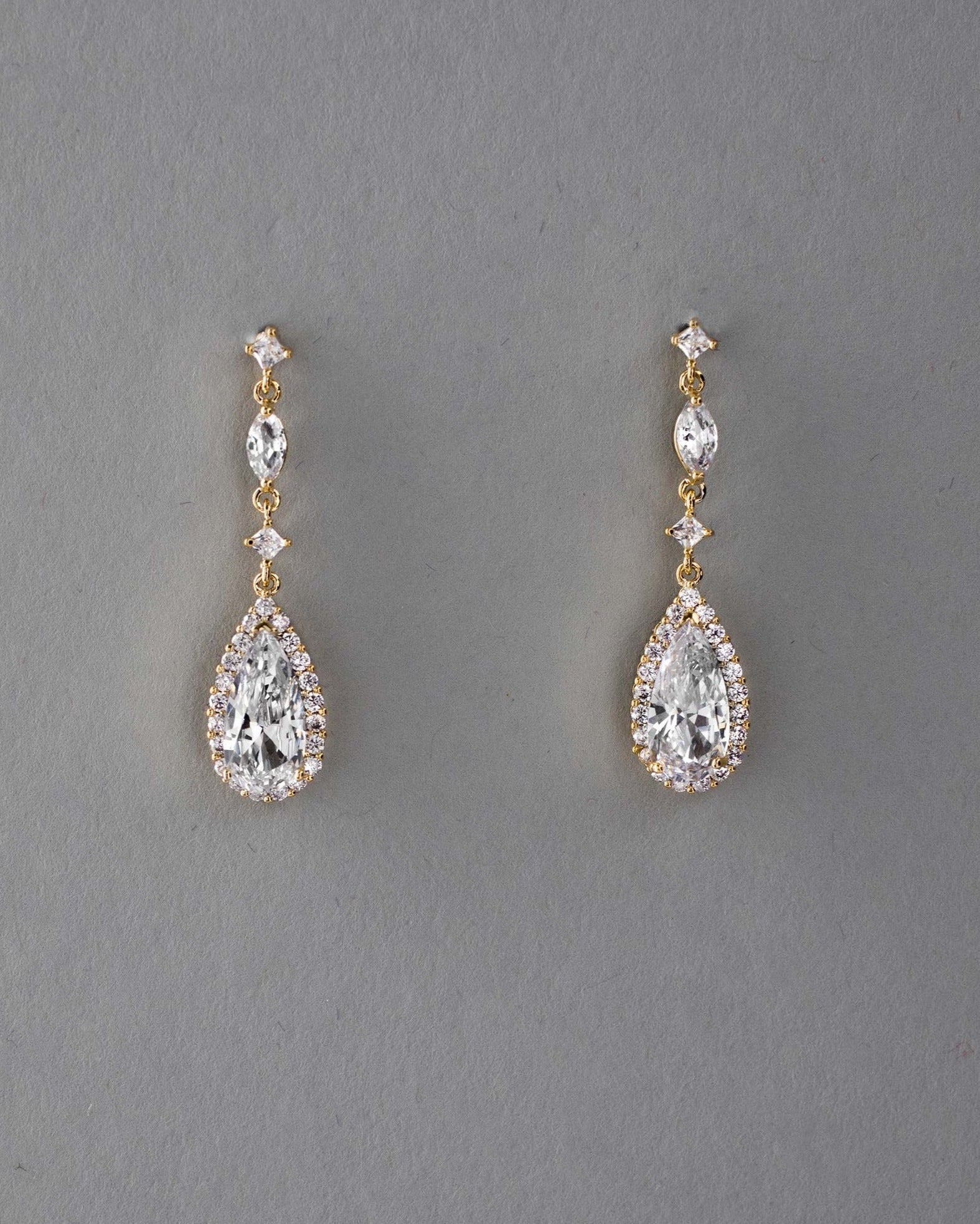 Pave Elongated Pear Drop CZ Earrings - Earrings - Cassandra Lynne