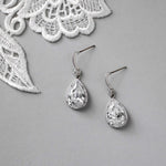 Pave Pear Drop Wedding Earrings - Earrings - Cassandra Lynne