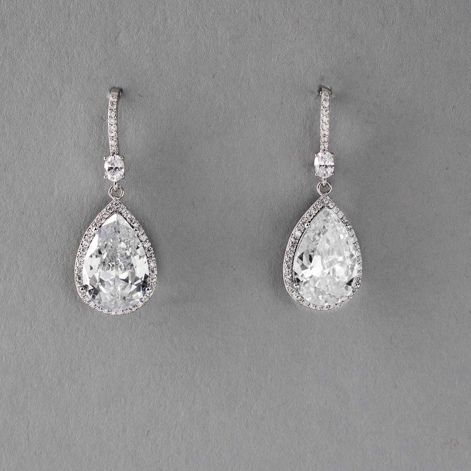 Pave Pear Drop Wedding Earrings - Earrings - Cassandra Lynne