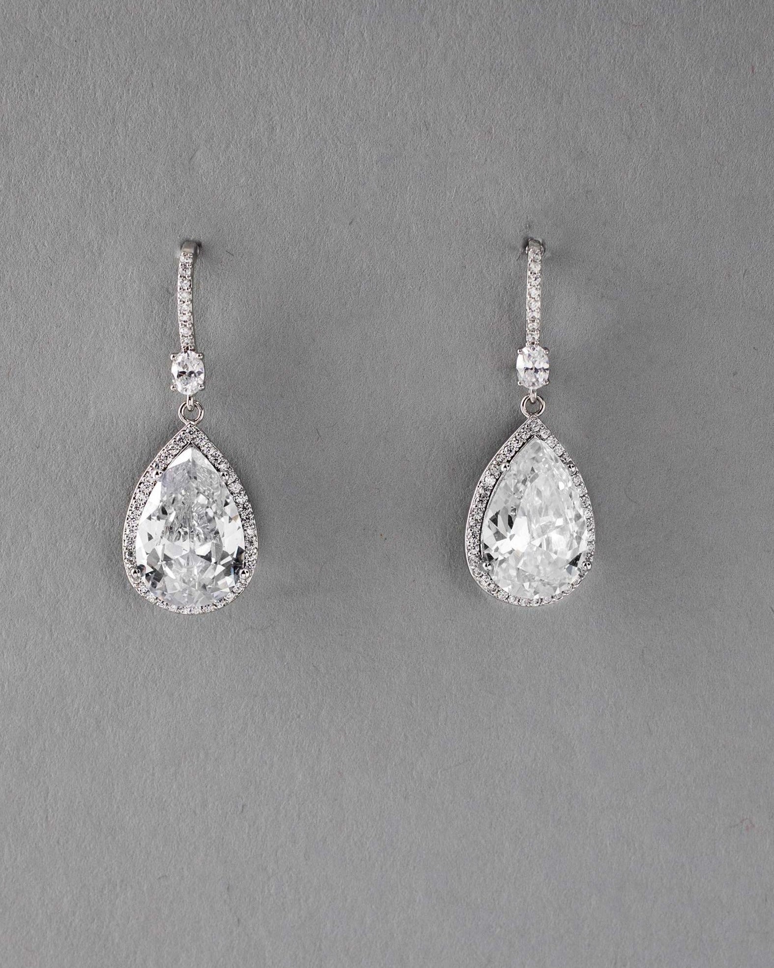 Pave Pear Drop Wedding Earrings - Earrings - Cassandra Lynne