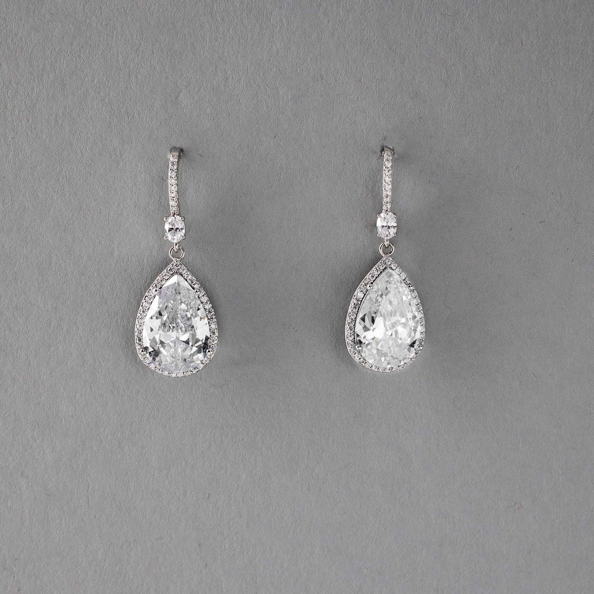 Pave Pear Drop Wedding Earrings - Earrings - Cassandra Lynne