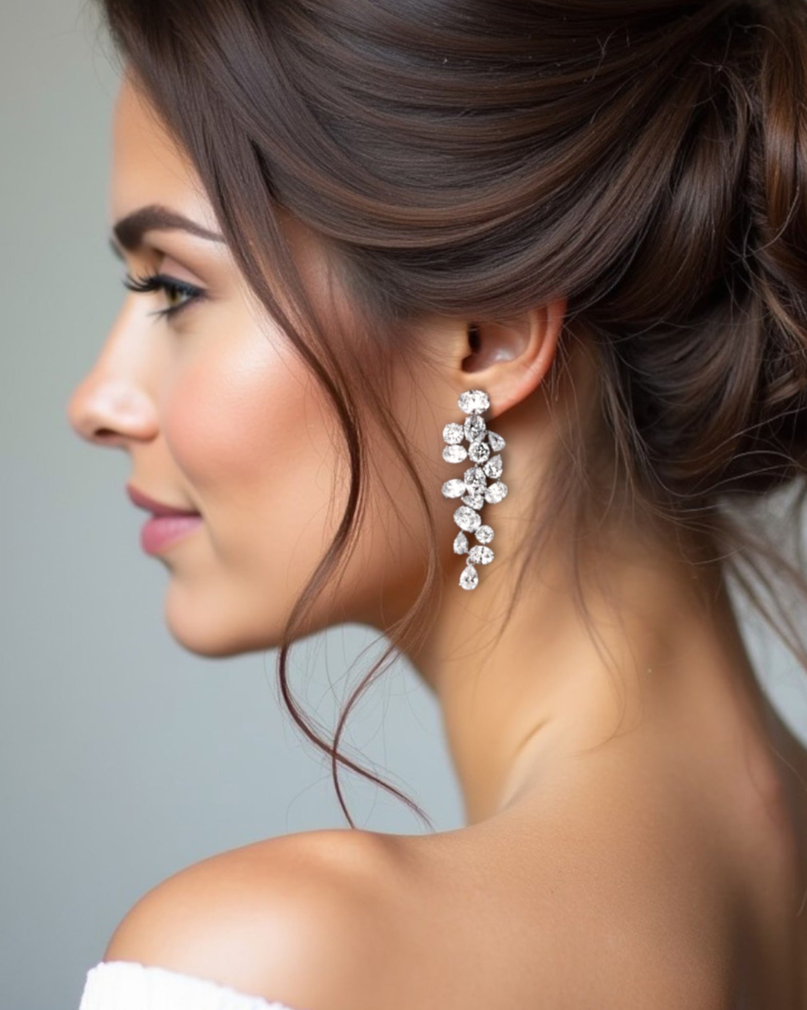 Pear and Oval Cluster Dangle CZ Earrings - Earrings - Cassandra Lynne