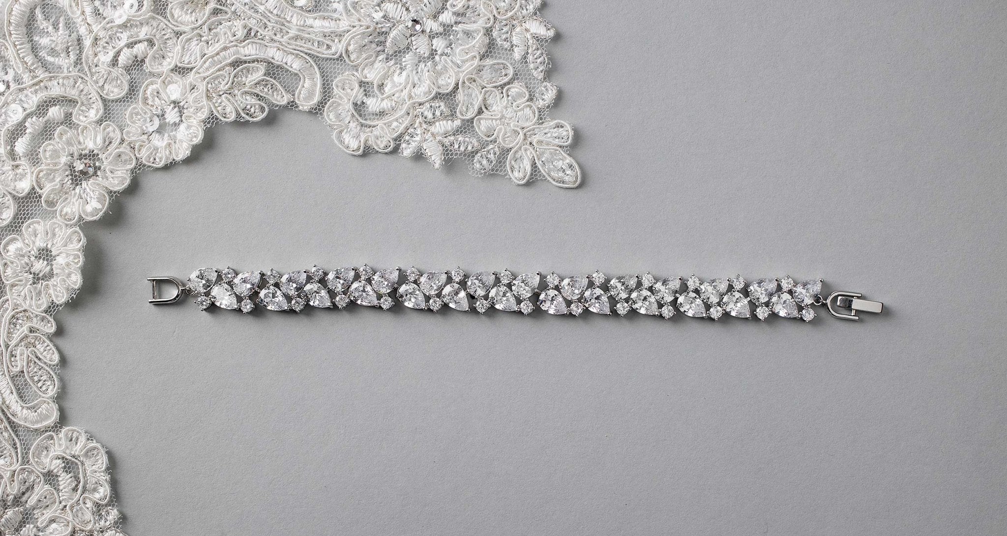 Pear Cut Cubic Zirconia Bridal Bracelet - Bracelet - Cassandra Lynne