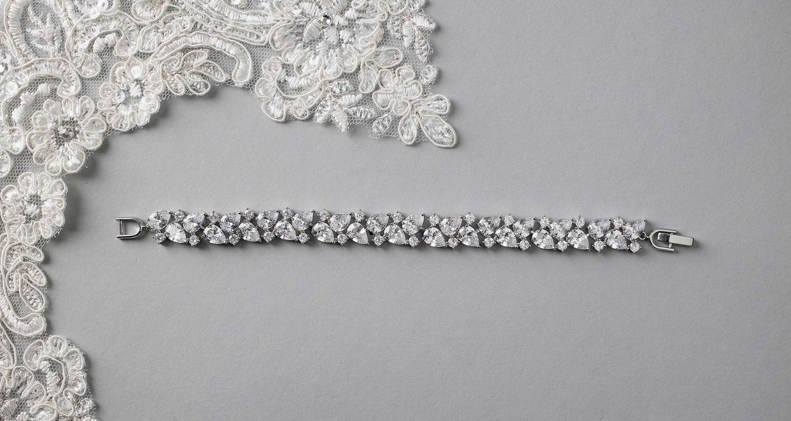 Pear Cut Cubic Zirconia Bridal Bracelet - Bracelet - Cassandra Lynne