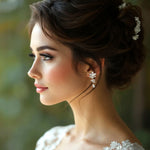 CZ Flower Earrings with Tiny Pearl Center - Cassandra Lynne