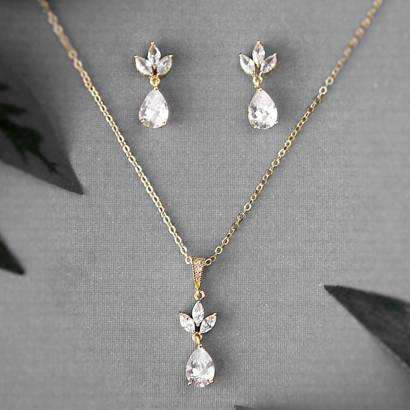 Pear CZ Pendant and Earrings - Necklace Set - Cassandra Lynne