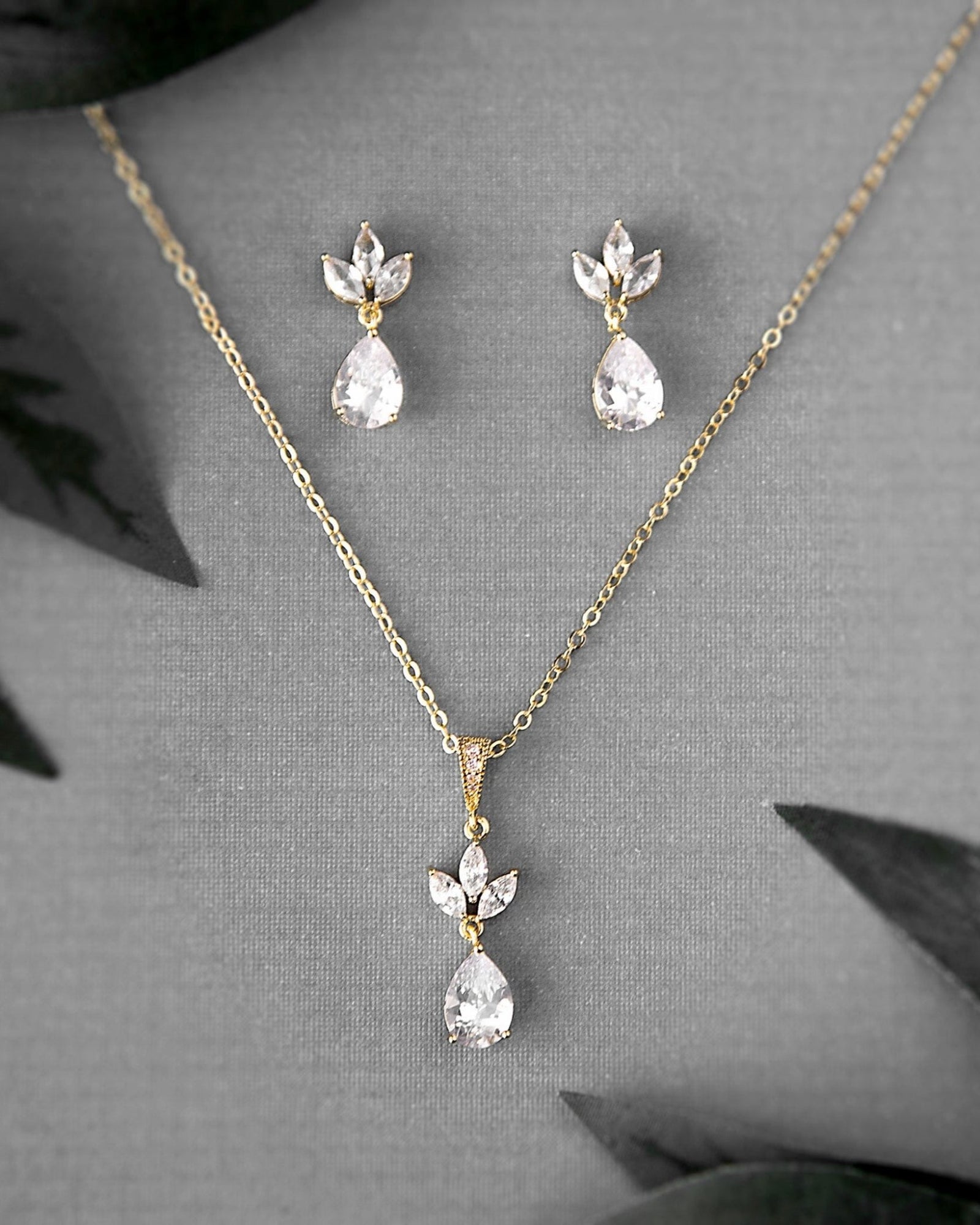 Pear CZ Pendant and Earrings - Necklace Set - Cassandra Lynne