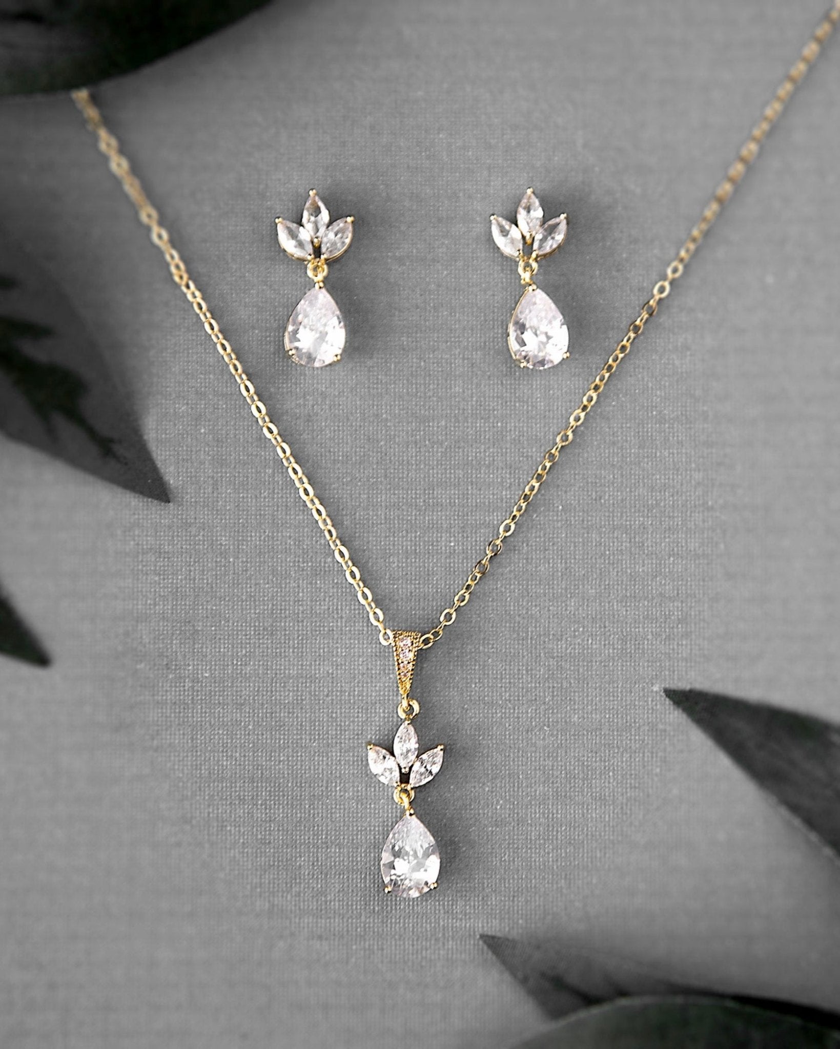 Pear CZ Pendant and Earrings - Necklace Set - Cassandra Lynne