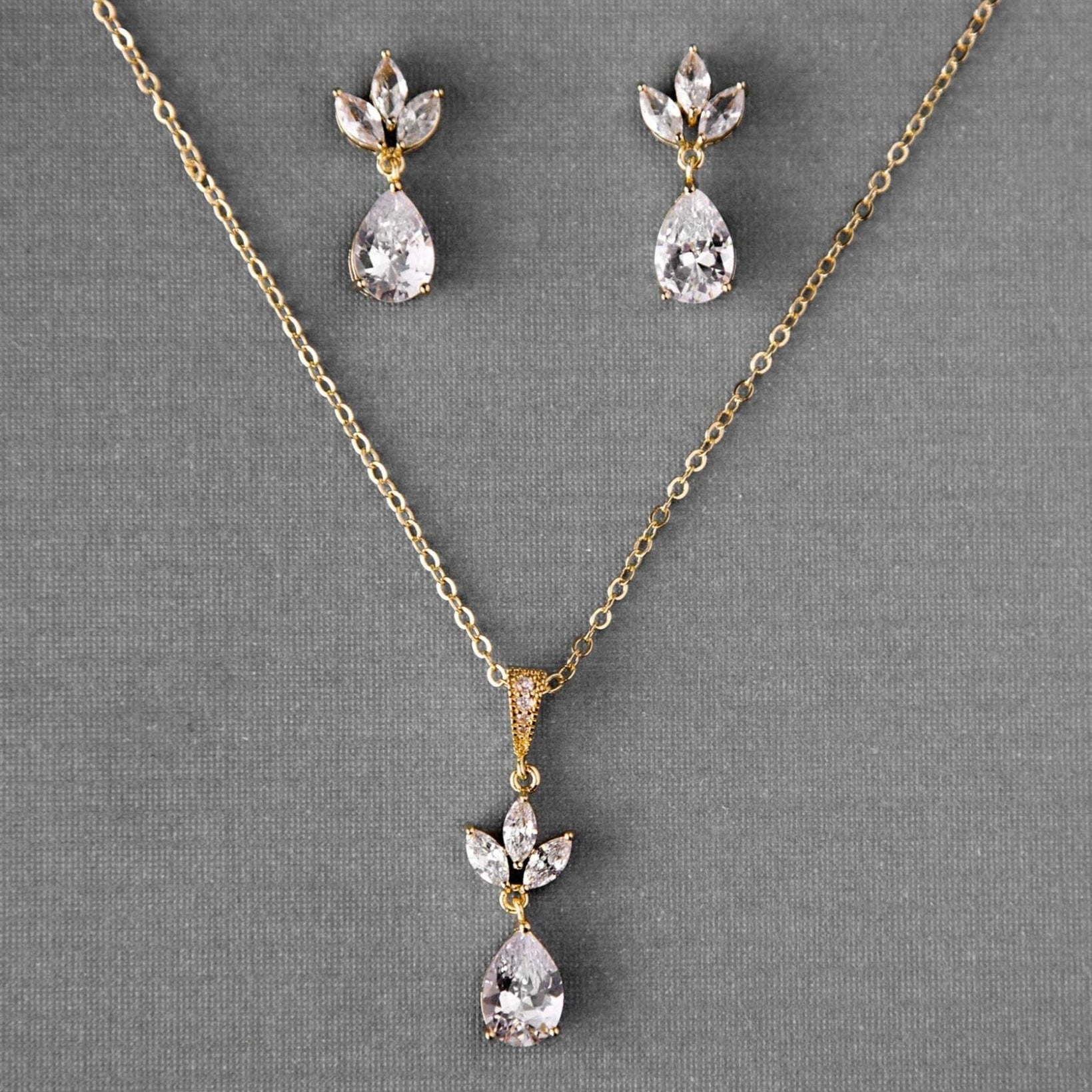 Pear CZ Pendant and Earrings - Necklace Set - Cassandra Lynne
