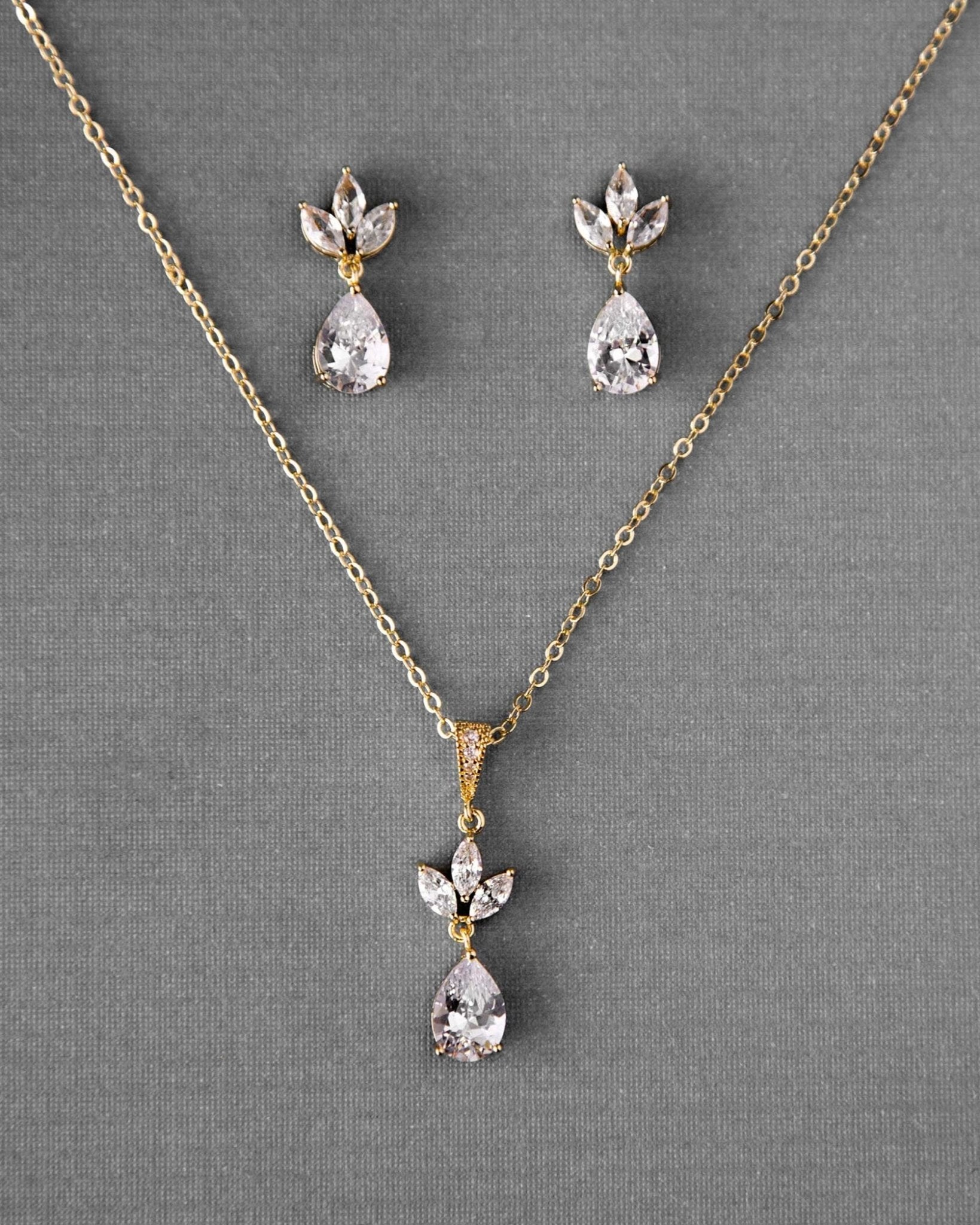 Pear CZ Pendant and Earrings - Necklace Set - Cassandra Lynne