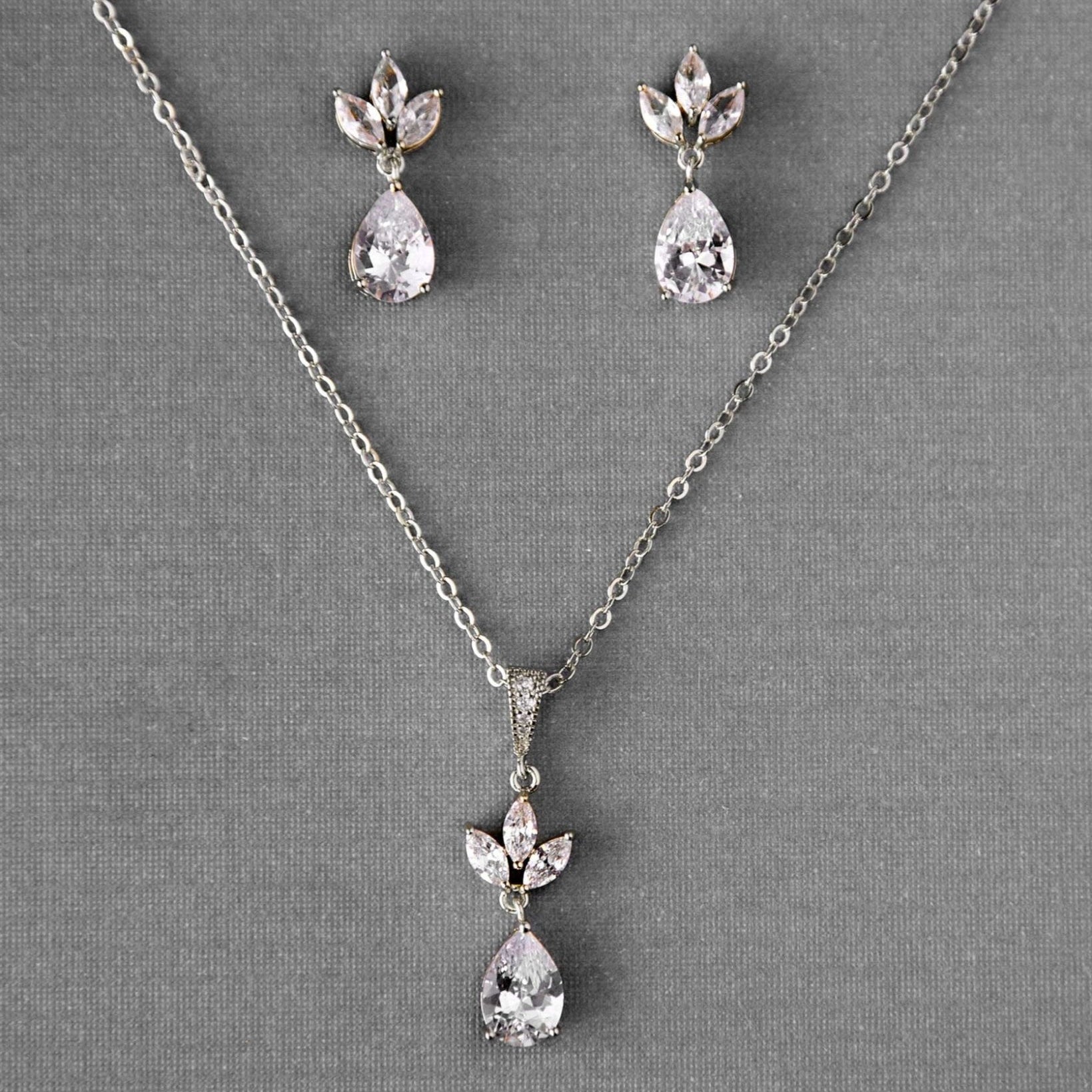 Pear CZ Pendant and Earrings - Necklace Set - Cassandra Lynne
