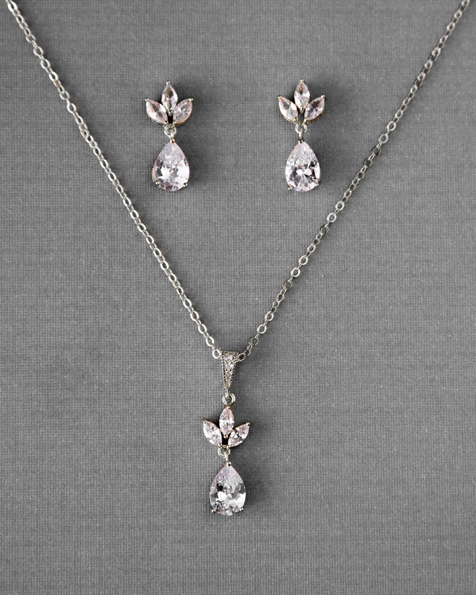 Pear CZ Pendant and Earrings - Necklace Set - Cassandra Lynne