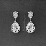 Pear Drop CZ Earrings for the Bride Clip - On Style - Earrings - Cassandra Lynne