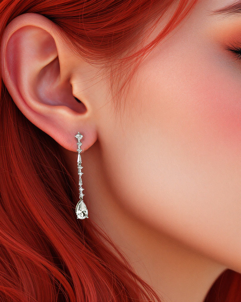 Delicate Dangle CZ Earrings with Baguette Accents