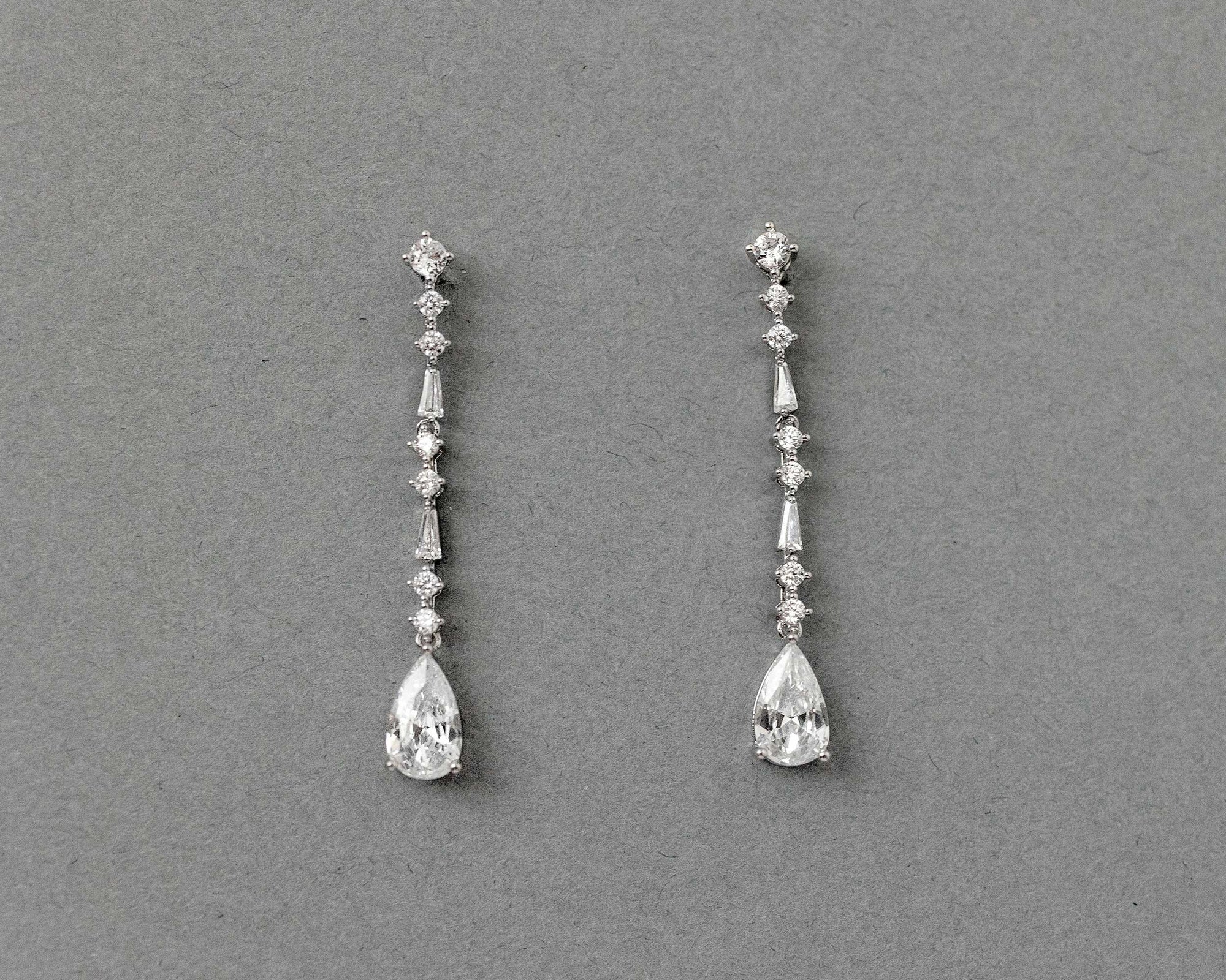 Delicate Dangle CZ Earrings with Baguette Accents