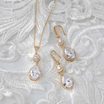 Pear Drop Hook Earrings and Pendant Necklace - Necklace Set - Cassandra Lynne