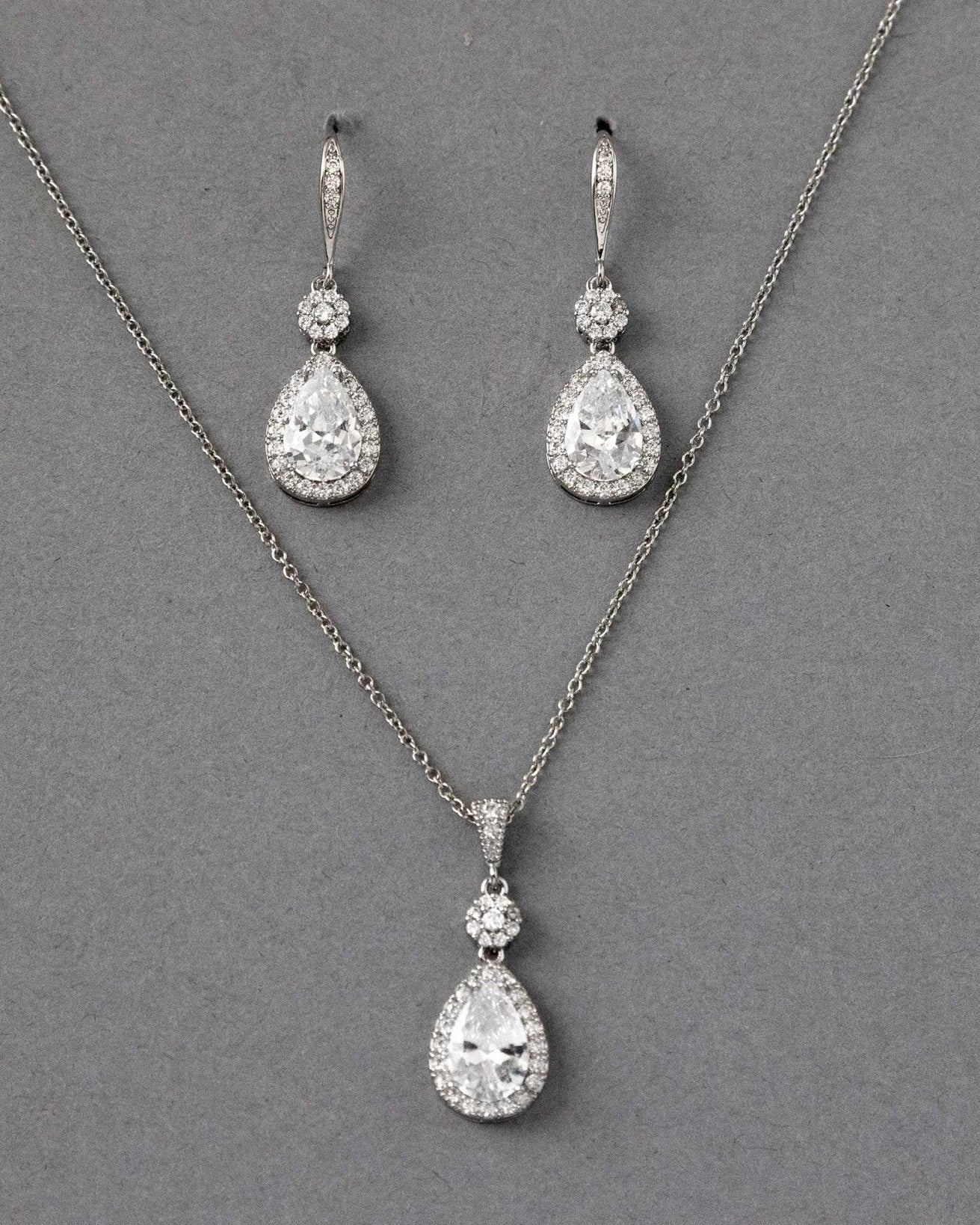 Pear Drop Hook Earrings and Pendant Necklace - Necklace Set - Cassandra Lynne