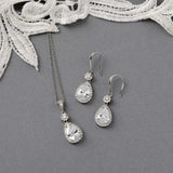 Pear Drop Hook Earrings and Pendant Necklace - Necklace Set - Cassandra Lynne