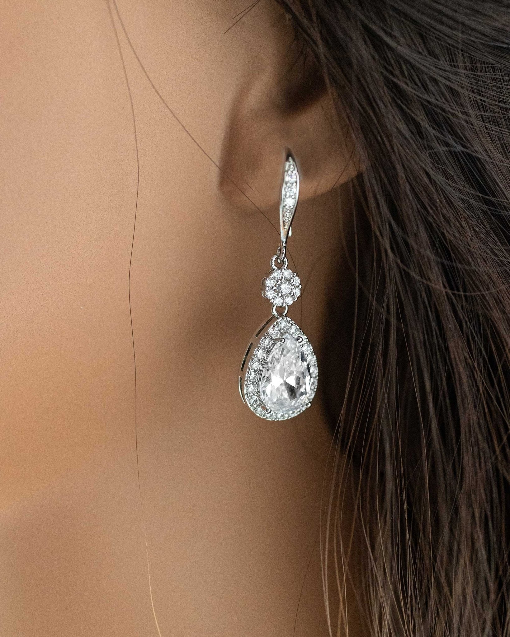 Pear Drop Hook Earrings and Pendant Necklace - Necklace Set - Cassandra Lynne