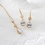 Pear Drop Hook Earrings and Pendant Necklace - Necklace Set - Cassandra Lynne