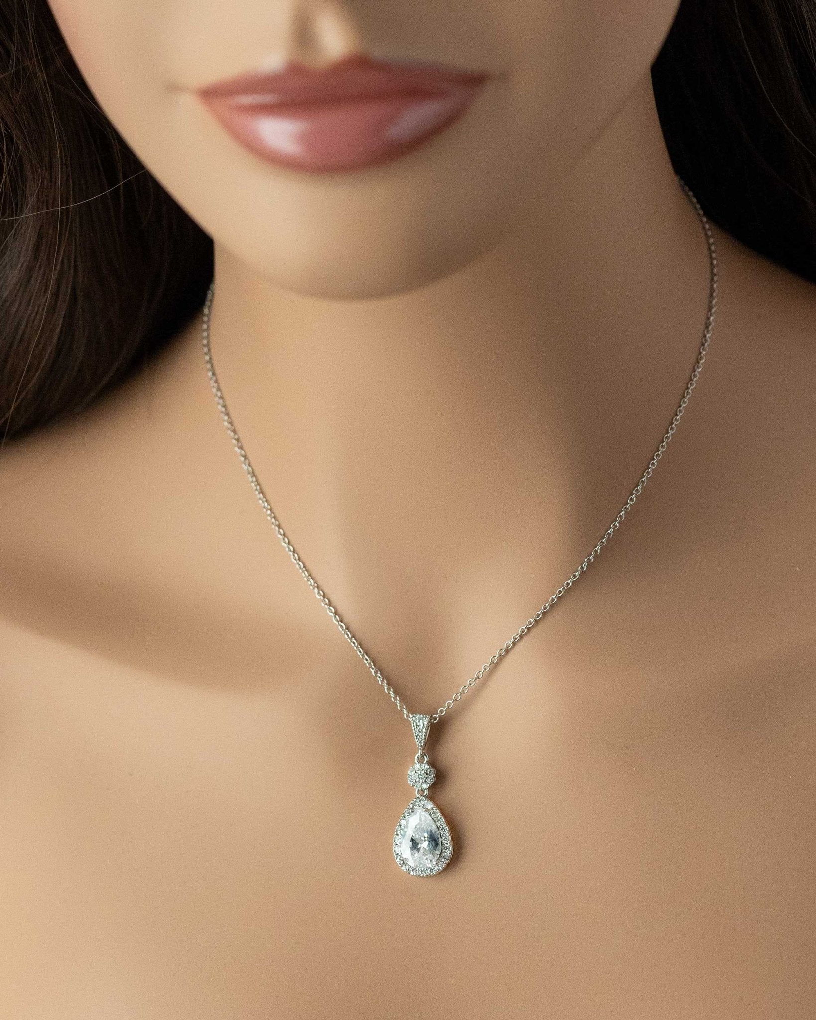 Pear Drop Hook Earrings and Pendant Necklace - Necklace Set - Cassandra Lynne