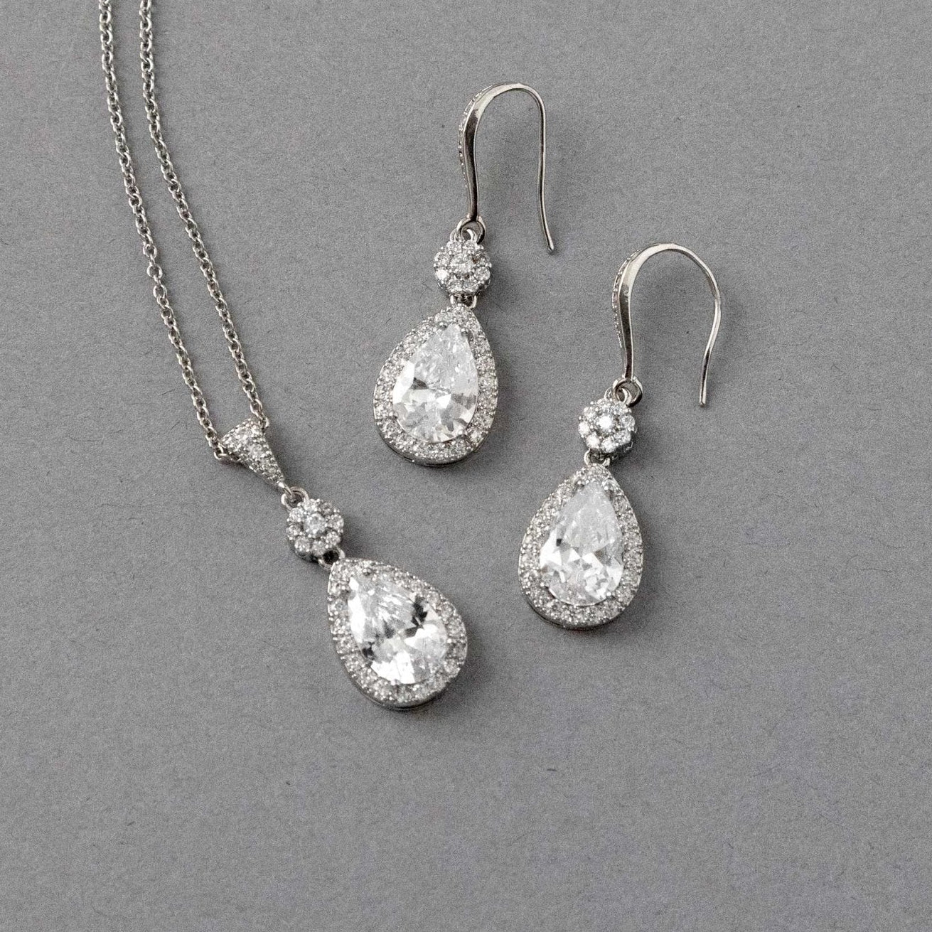 Pear Drop Hook Earrings and Pendant Necklace - Necklace Set - Cassandra Lynne