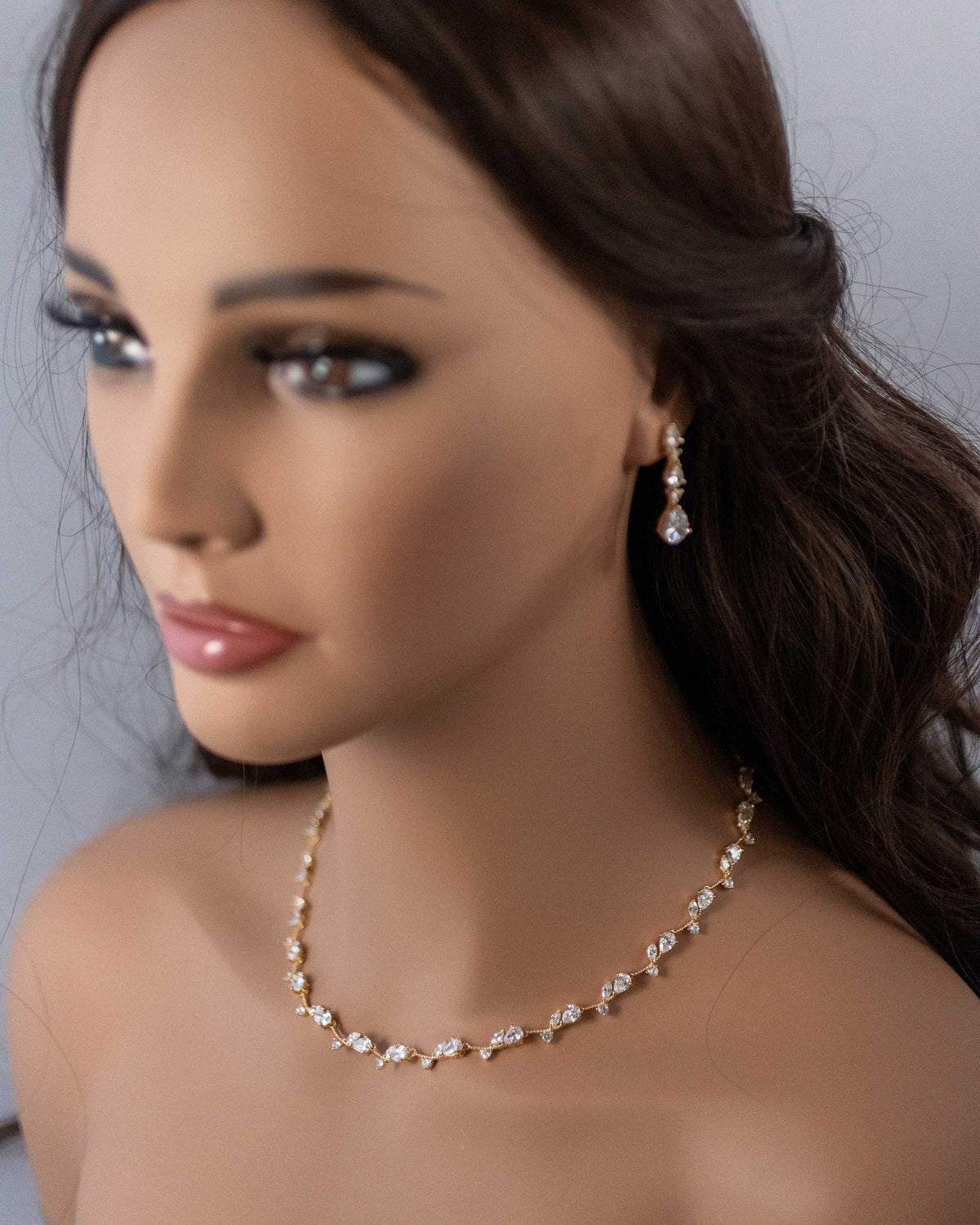 Pear Flower Buds Linked CZ Necklace and Earrings - Necklace Set - Cassandra Lynne