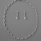 Pear Flower Buds Linked CZ Necklace and Earrings - Necklace Set - Cassandra Lynne