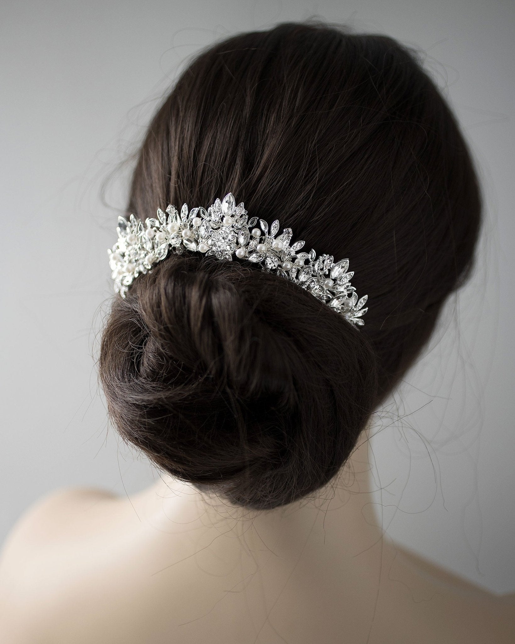 Pearl and Crystal Arched Wedding Comb - Hair Comb - Cassandra Lynne