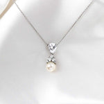 Pearl and Crystal CZ Pendant Necklace Set - Necklace Set - Cassandra Lynne