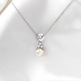 Pearl and Crystal CZ Pendant Necklace Set - Necklace Set - Cassandra Lynne