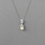 Pearl and Crystal CZ Pendant Necklace Set - Necklace Set - Cassandra Lynne