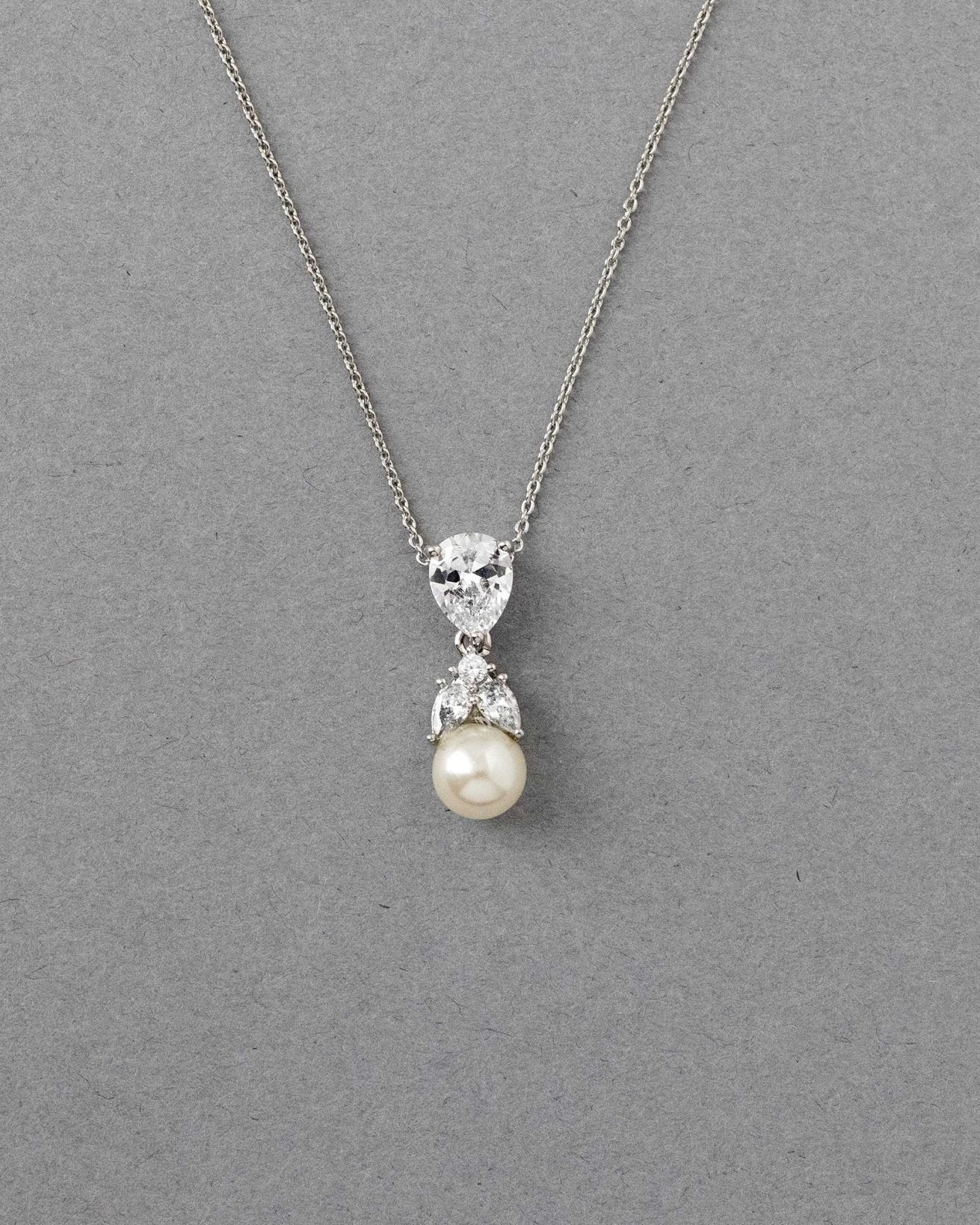 Pearl and Crystal CZ Pendant Necklace Set - Necklace Set - Cassandra Lynne