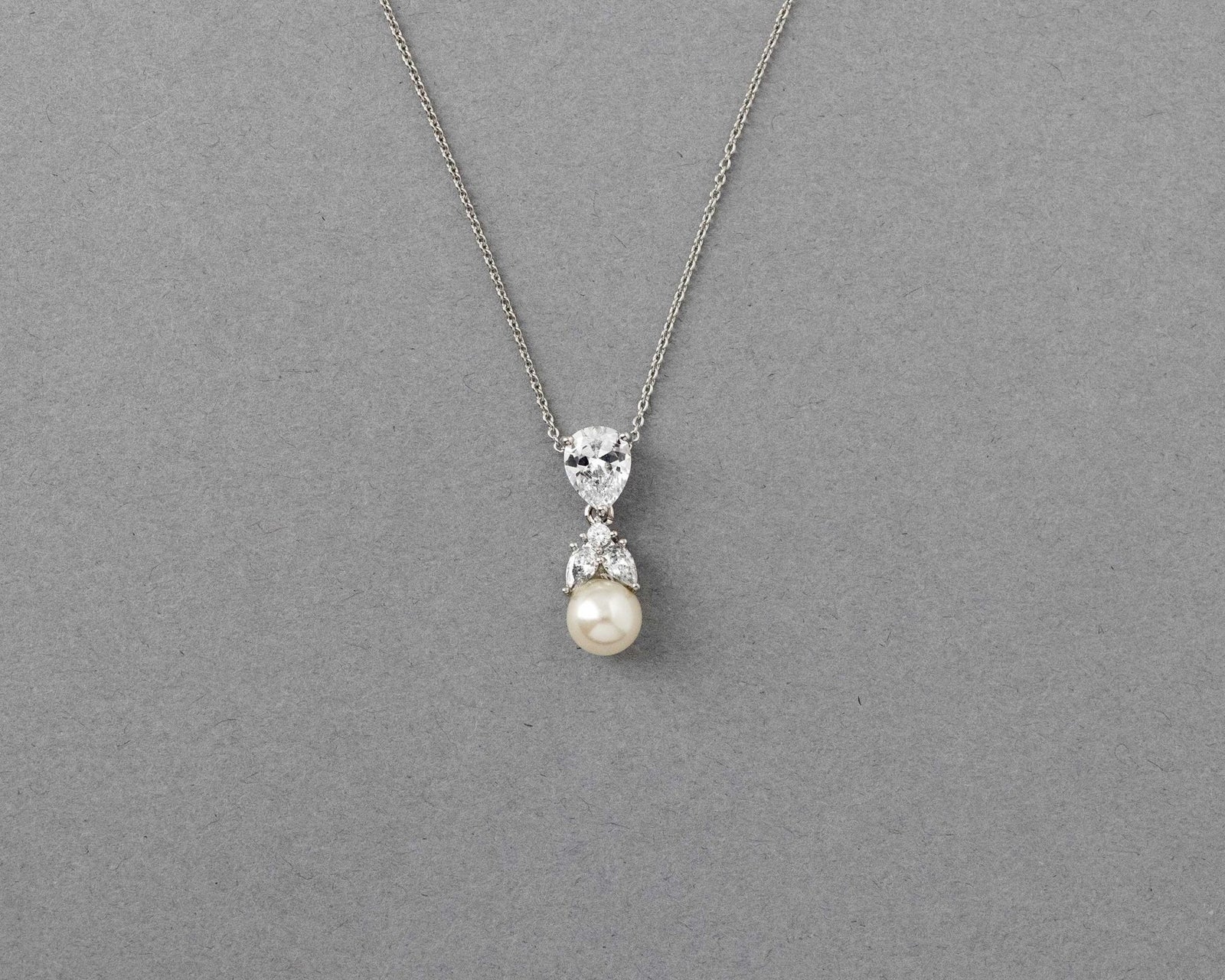 Pearl and Crystal CZ Pendant Necklace Set - Necklace Set - Cassandra Lynne