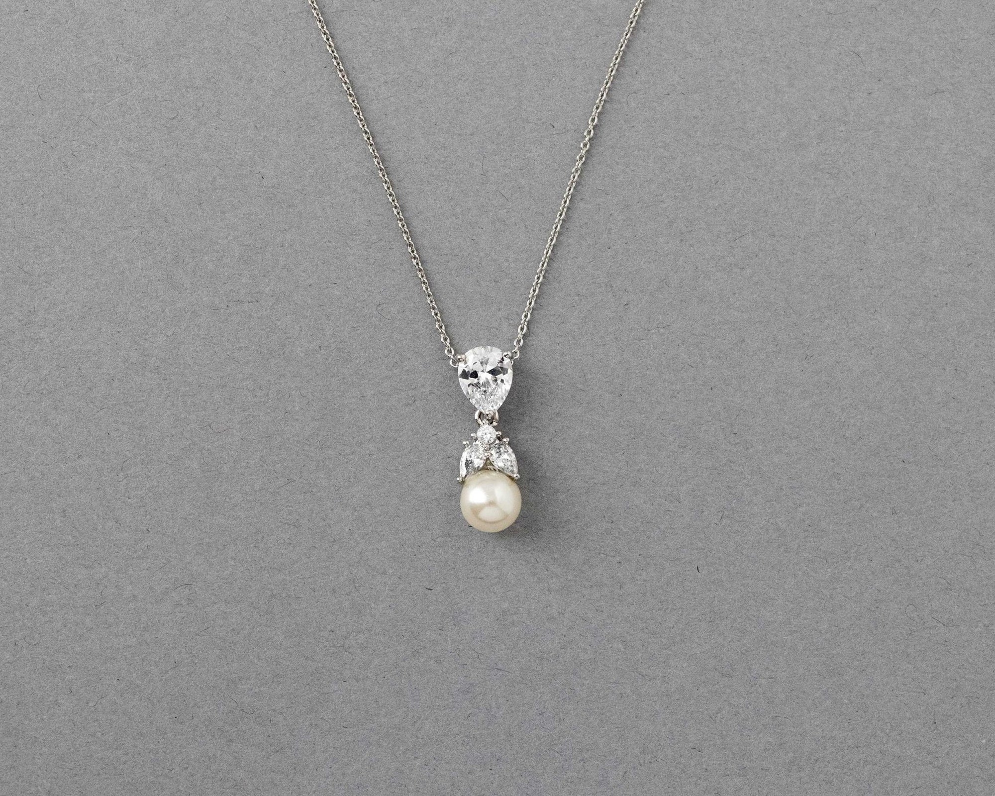 Pearl and Crystal CZ Pendant Necklace Set - Necklace Set - Cassandra Lynne