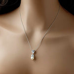 Pearl and Crystal CZ Pendant Necklace Set - Necklace Set - Cassandra Lynne