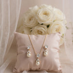 Pearl and Crystal CZ Pendant Necklace Set - Necklace Set - Cassandra Lynne