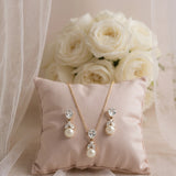 Pearl and Crystal CZ Pendant Necklace Set - Necklace Set - Cassandra Lynne